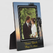 あなたの写真とビーチサンセットパームズ フォトプラーク (側面)