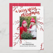 あなたの写真とベリーメリークリスマス シーズンカード (正面/裏面)