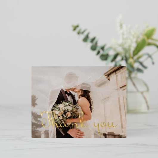 あなたの写真とメッセージ感謝していフォイルはあなたがポストカード 箔招待状ポストカード (立ち正面)