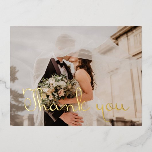 あなたの写真とメッセージ感謝していフォイルはあなたがポストカード 箔招待状ポストカード (正面)