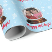 あなたの写真とメッセージ雪の地球の休日 ラッピングペーパー (ロールコーナー)