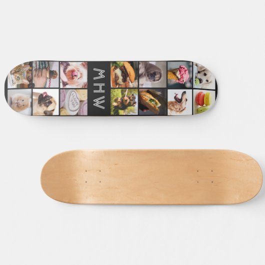 あなたの写真とモノグラムのスケートボード スケートボード (横)