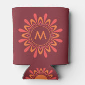 あなたの写真とモノグラム様式化された太陽のクーラー 缶クーラー (裏面)