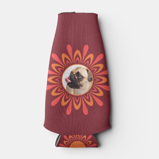 あなたの写真とモノグラム様式化された太陽のボトルクール ボトルクーラー (正面)