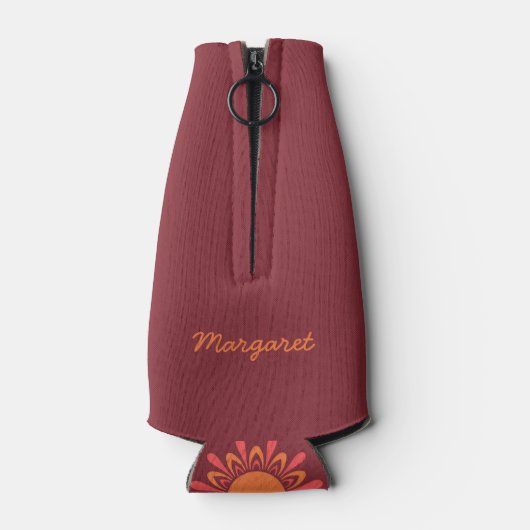 あなたの写真とモノグラム様式化された太陽のボトルクール ボトルクーラー (裏面)