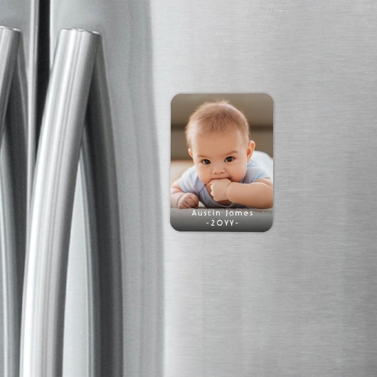あなたの写真と任意の文字シンプルモダン写真 ユニーク マグネット