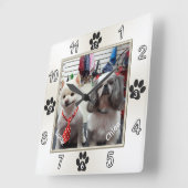 あなたの写真と名前で愛らしい犬の壁時計 スクエア壁時計 (傾斜)