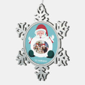 あなたの写真と名前のカスタムオーナメント スノーフレークピューターオーナメント (右)