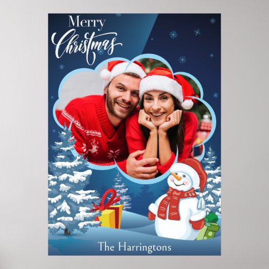 あなたの写真と名前のクリスマス ポスター (正面)