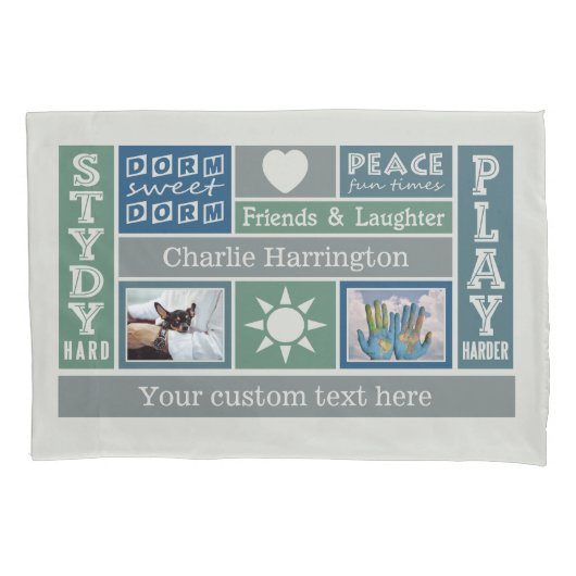 あなたの写真と名前カスタム寮の部屋枕カバー 枕カバー (正面)