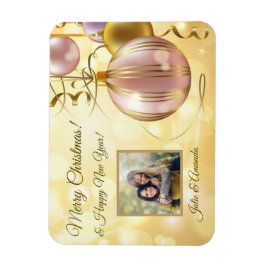 あなたの写真と名前クリスマスボールマグネット マグネット