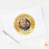 あなたの写真と名前、 日付を保存、 ゴールデンイエロー ラウンドシール (封筒)