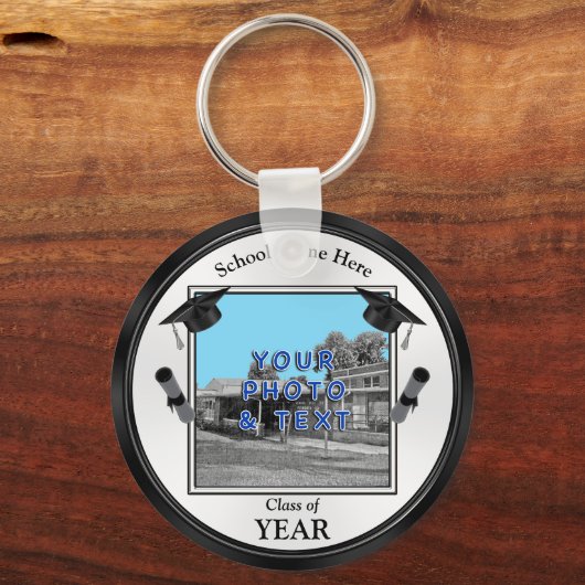 あなたの写真と文字の卒業党が好意を持つ キーホルダー (正面)