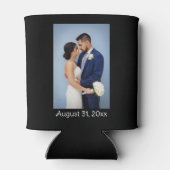 あなたの写真と文字は黒パーソナライズされた色 缶クーラー (裏面)