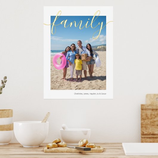 あなたの写真と文字パーソナライズされたファミリータイポグラフィ 箔ポスター (インサイチュ (キッチン))