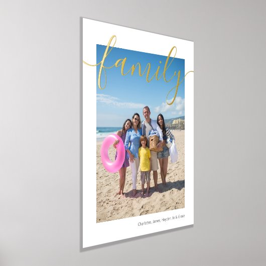 あなたの写真と文字パーソナライズされたファミリータイポグラフィ 箔ポスター (レイダウン)