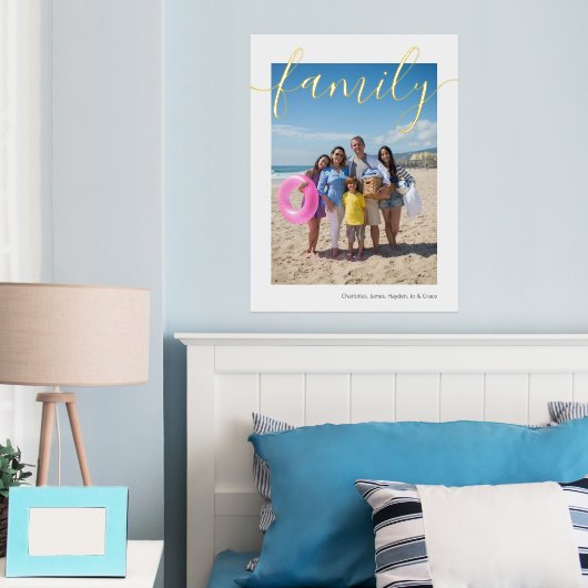 あなたの写真と文字パーソナライズされたファミリータイポグラフィ 箔ポスター (インサイチュ (寝室))