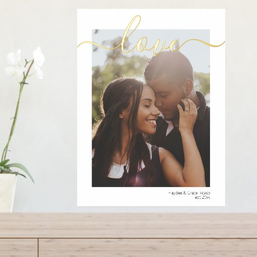 あなたの写真と文字パーソナライズされたラブタイポグラフィ 箔ポスター (インサイチュ (サイドラック))