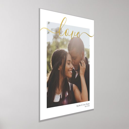 あなたの写真と文字パーソナライズされたラブタイポグラフィ 箔ポスター (レイダウン)