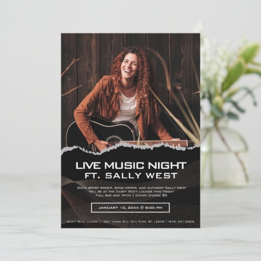 あなたの写真と音楽イベントフライヤー招待状 招待状 (スタンド正面)