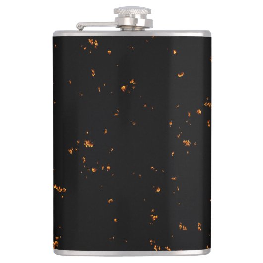 あなたの写真に燃える灰と黒い火花をオーバーレイ - 焼け焦げた残骸 フラスク (正面)