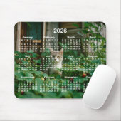 あなたの写真に白い数字の2026年カレンダーを重ねる マウスパッド (マウス)