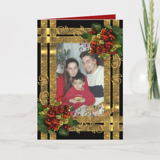 あなたの写真のためのクリスマスのエレガントな大型カード シーズンカード (正面)