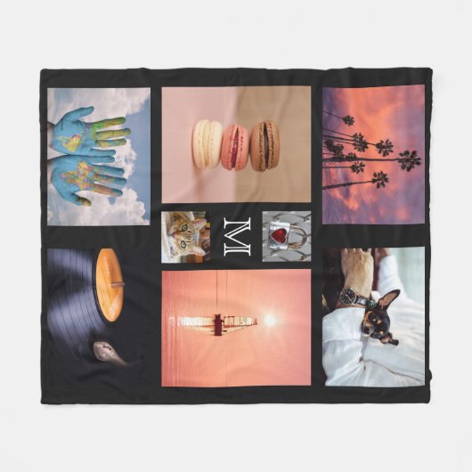 あなたの写真のカスタムなコラージュのテンプレートのフリースブランケット フリースブランケット (正面(横))