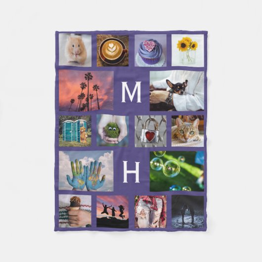 あなたの写真のカスタムなコラージュのテンプレートのフリースブランケット フリースブランケット (正面)