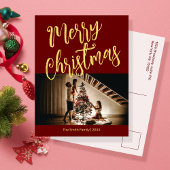 あなたの写真のクリスマスと明るい赤 シーズンカード