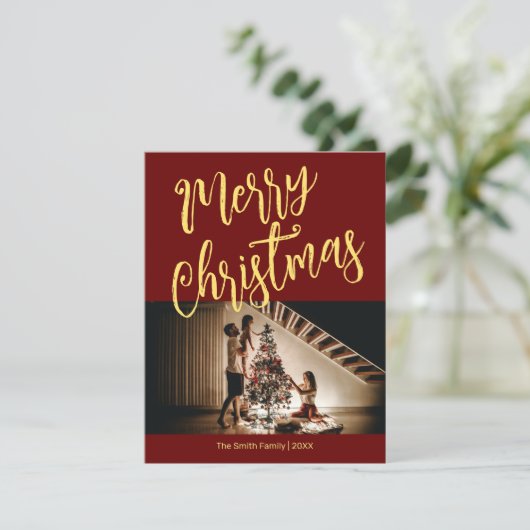 あなたの写真のクリスマスと明るい赤 シーズンカード (スタンド正面)