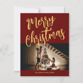 あなたの写真のクリスマスと明るい赤 シーズンカード (正面)