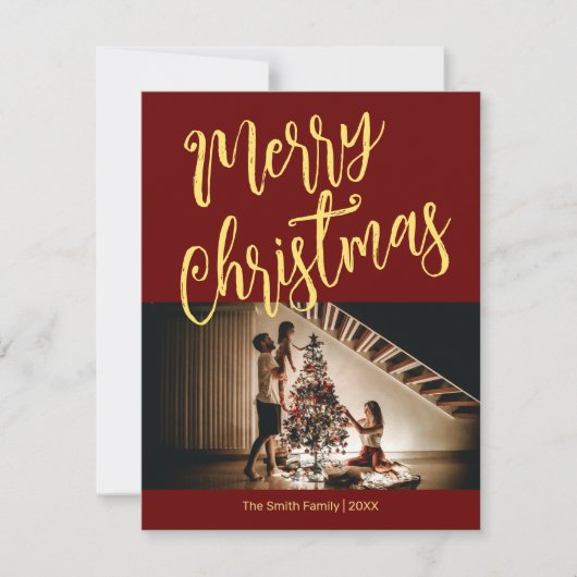 あなたの写真のクリスマスと明るい赤 シーズンカード (正面)