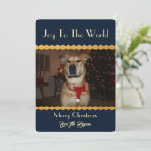 あなたの写真のクリスマスはイメージのテンプレートの青の金ゴールドを加えます シーズンカード (スタンド正面)