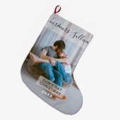 あなたの写真のパーソナライズされたクリスマスストッキング ラージクリスマスストッキング (正面 (吊り時))