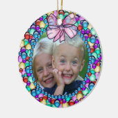 あなたの写真のリースフレームのクリスマスのオーナメント セラミックオーナメント (左)