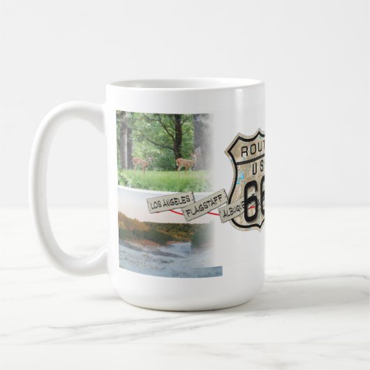 あなたの写真のルート66のマグを加えて下さい コーヒーマグカップ (左)