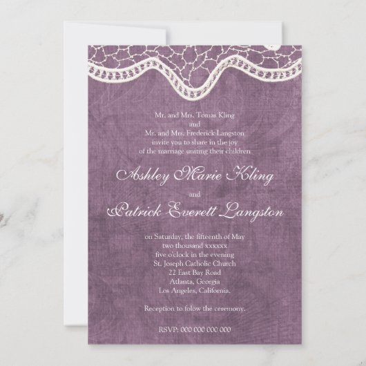 あなたの写真のレースのBride&Groomの結婚式の招待を加えて下さい 招待状 (裏面)