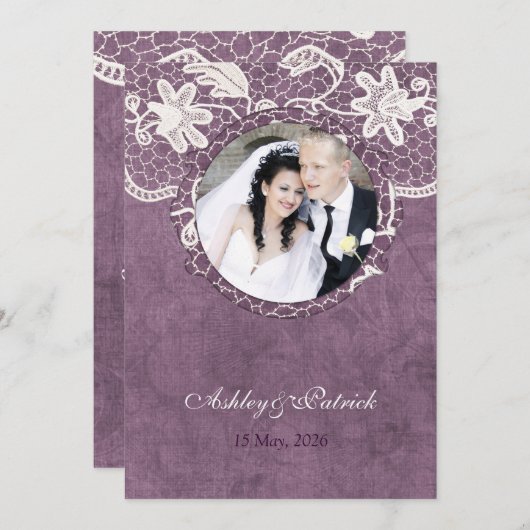 あなたの写真のレースのBride&Groomの結婚式の招待を加えて下さい 招待状 (正面/裏面)