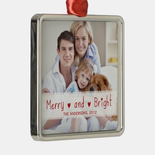 あなたの写真の休日のオーナメント%PIPE%の赤 メタルオーナメント (右)