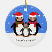 あなたの写真の冬のペンギンの家族 メタルオーナメント (正面)