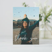 あなたの写真の卒業帽子ありがとう白V2 サンキューカード (スタンド正面)