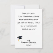 あなたの写真の卒業帽子ありがとう白V2 サンキューカード (裏面)