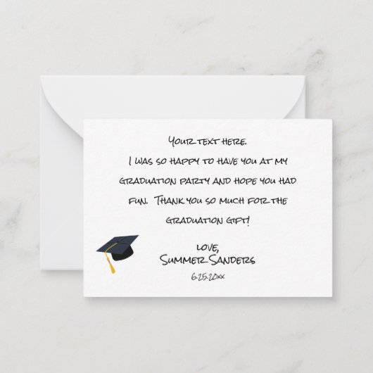 あなたの写真の卒業帽子ありがとう – 白 ノートカード (裏面)