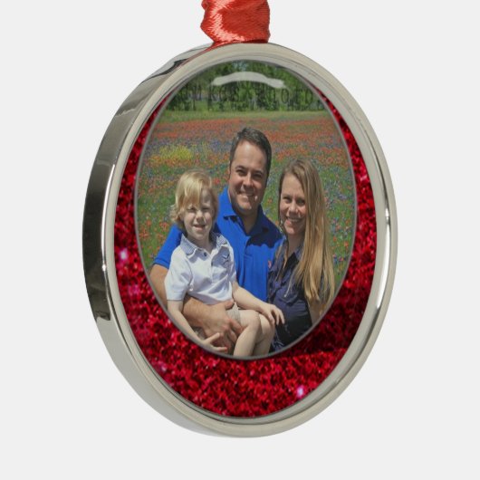 あなたの写真の名前のオーナメントCustimizeを加えて下さい メタルオーナメント (右)