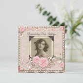 あなたの写真の告別式のバラのレースの天使の宝石 招待状 (スタンド正面)