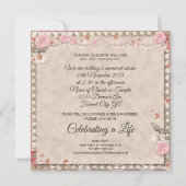 あなたの写真の告別式のバラのレースの天使の宝石 招待状 (裏面)