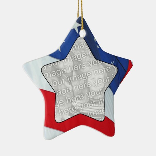あなたの写真の星及びストライプのオーナメントを加えて下さい セラミックオーナメント (右)