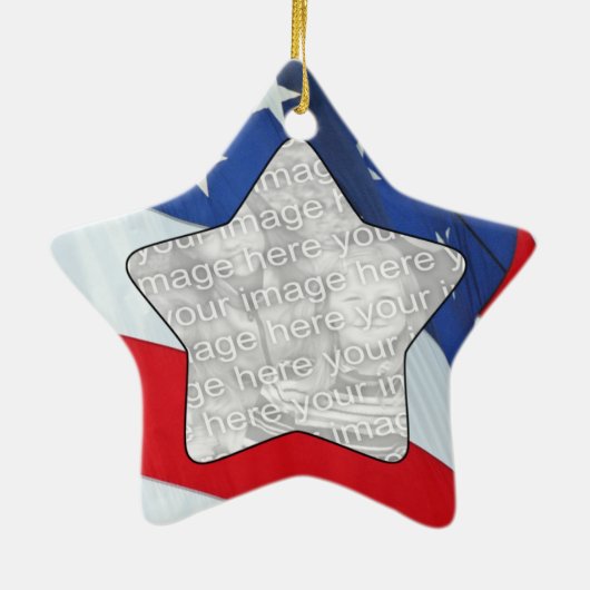 あなたの写真の星及びストライプのオーナメントを加えて下さい セラミックオーナメント (裏面)