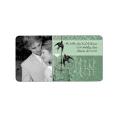 あなたの写真の結婚ヴィンテージバーケージRSVPダマスク ラベル (正面)